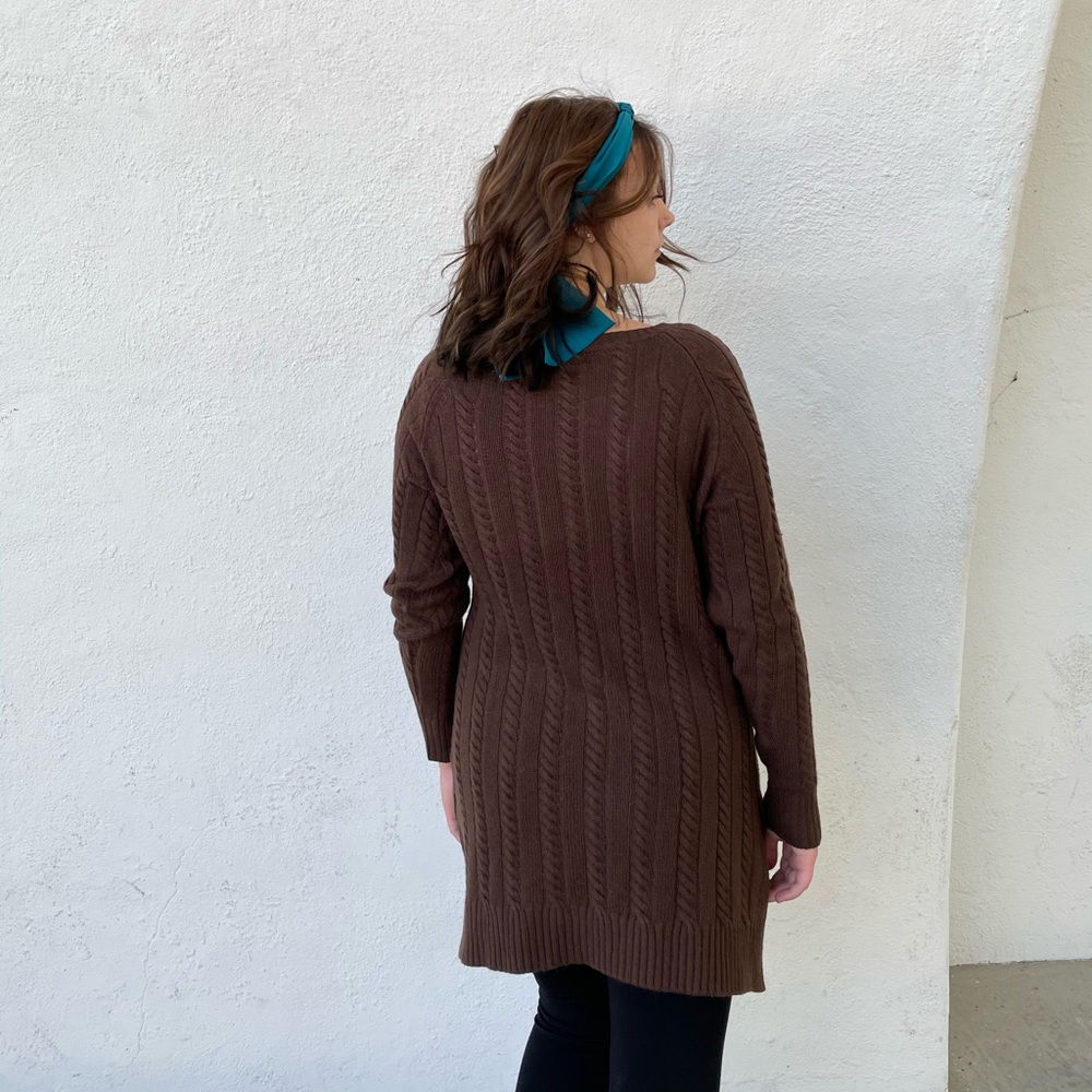 Long brown sweater